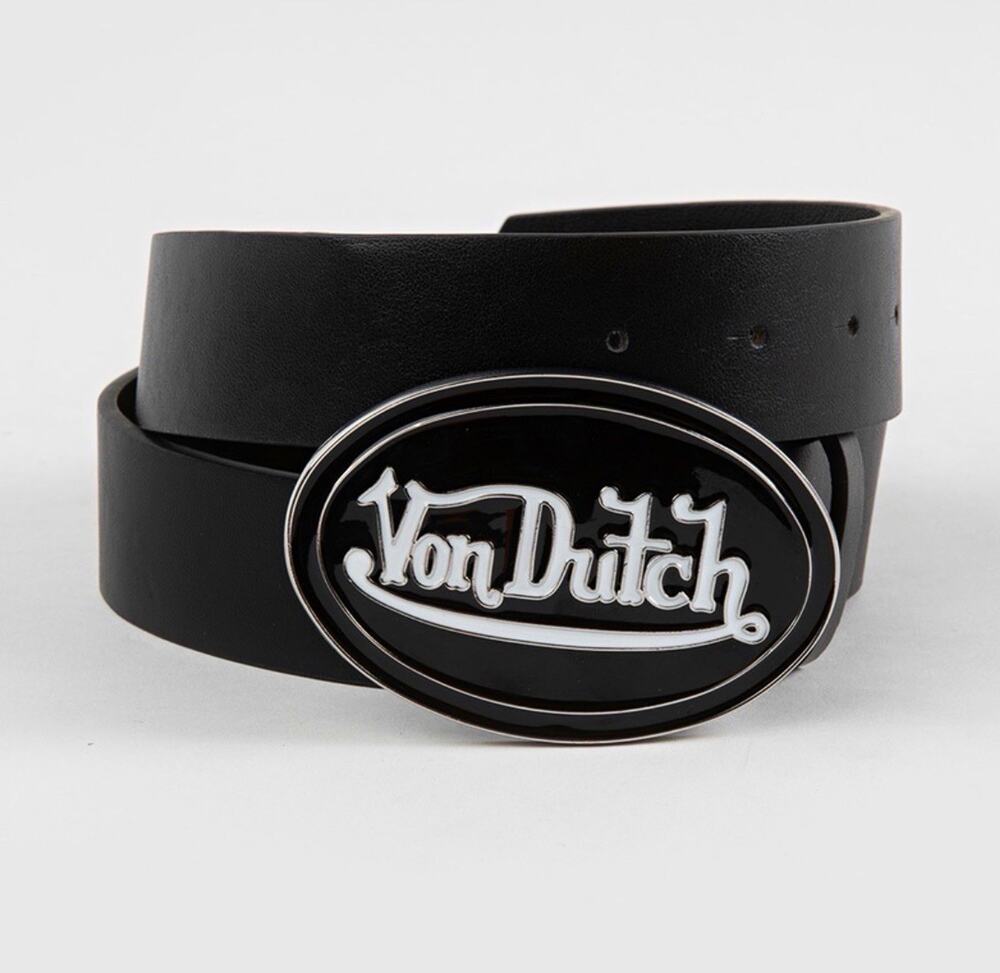 VON DUTCH | BLACK /SILVER ENAMEL STATEMENT BELT | OVAL | NWT - UNISEX- SMALL
